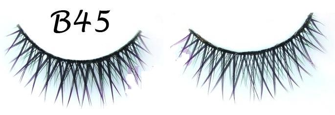 Criss Cross Fake Eyelashes with Purple Polished Tips #B45