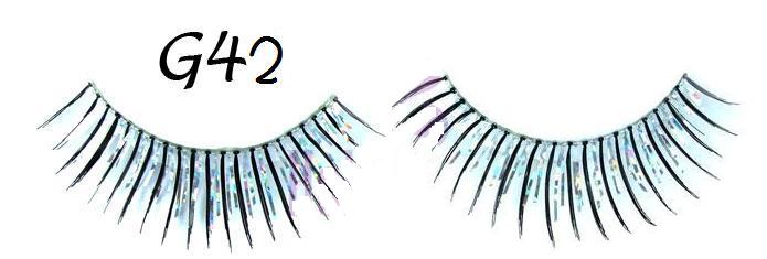 Natural False Eyelashes with Silver Glitters #G42